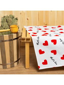 Простыня для бани «Сердечки» 150х180±5 см, 100% хлопок, вафельное полотно, 160 гр/м2