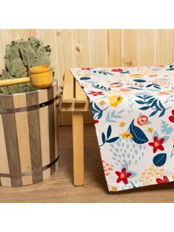 Простыня для бани «Цветочное поле» 150х180±5 см, 100% хлопок, вафельное полотно, 160 гр/м2