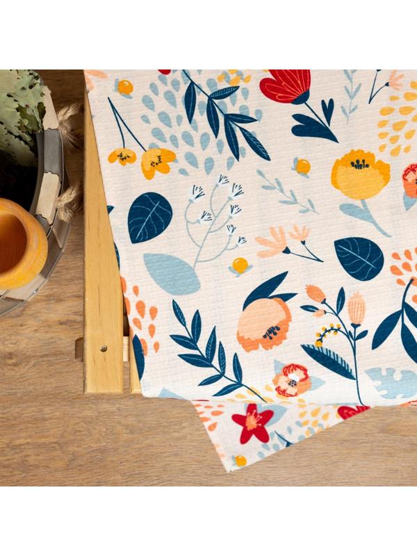 Простыня для бани «Цветочное поле» 150х180±5 см, 100% хлопок, вафельное полотно, 160 гр/м2