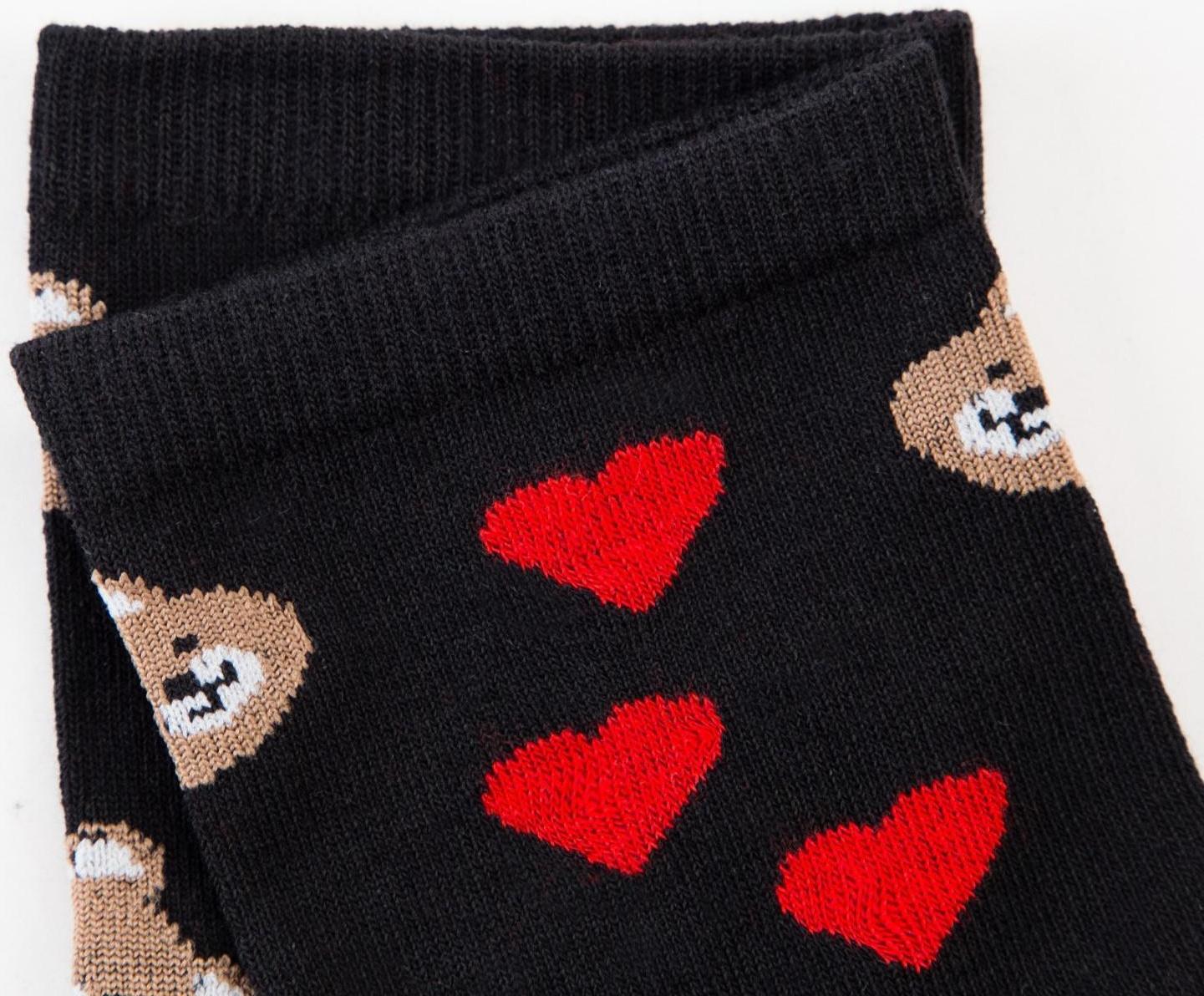 Носки женские «Мишки с сердечками» цвет чёрный, размер 23-25