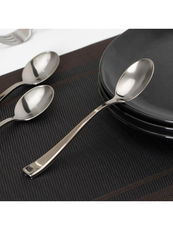 Ложка столовая одноразовая, 17,5 см, цвет серебристый