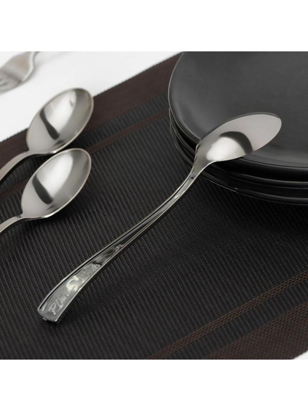 Ложка столовая одноразовая, 17,5 см, цвет серебристый