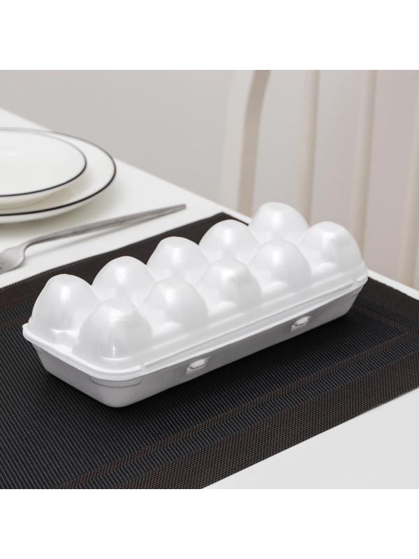 Контейнер для яиц одноразовый, 10 мест, 24,6×22,9×3,95 см, цвет белый