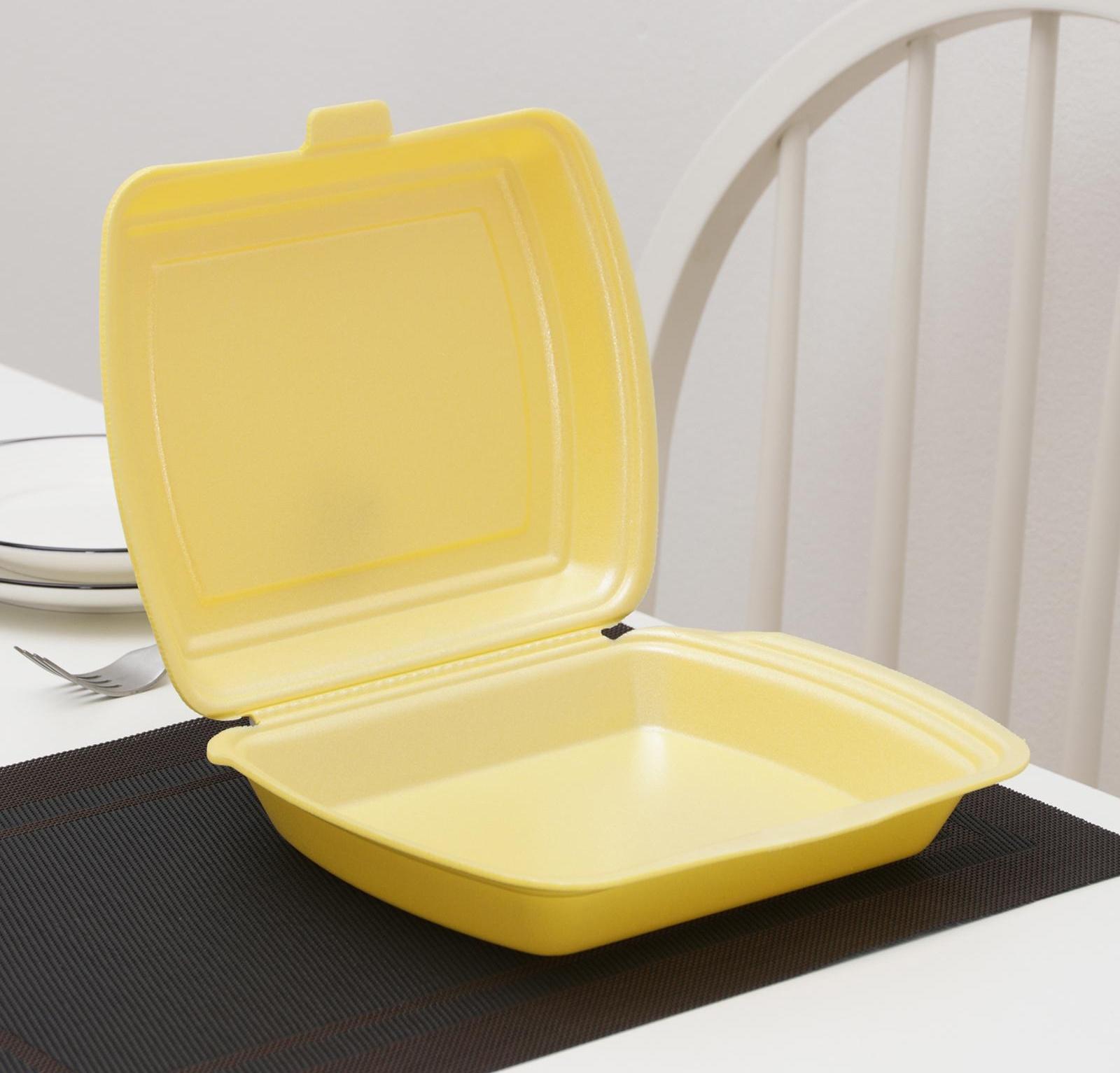 Ланч-бокс одноразовый, 24,7×20,6×7 см, 1 секция, цвет жёлтый