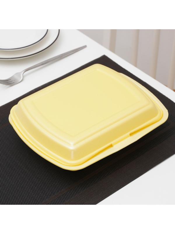 Ланч-бокс одноразовый, 24,7×20,6×7 см, 1 секция, цвет жёлтый