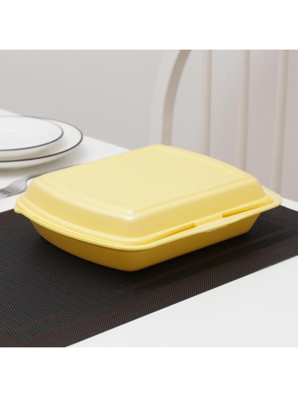 Ланч-бокс одноразовый, 24,7×20,6×7 см, 1 секция, цвет жёлтый