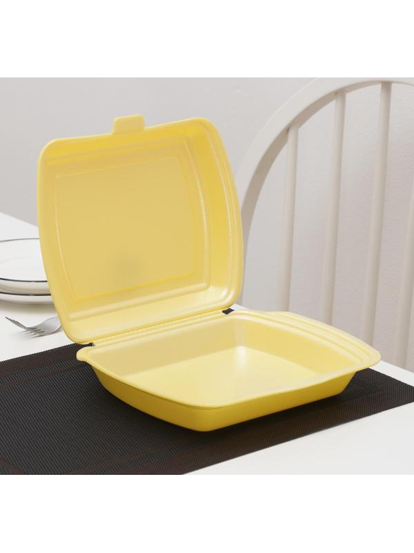 Ланч-бокс одноразовый, 24,7×20,6×7 см, 1 секция, цвет жёлтый