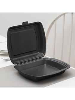 Ланч-бокс одноразовый, 24,7×20,6×7 см, 1 секция, цвет чёрный