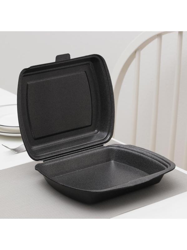 Ланч-бокс одноразовый, 24,7×20,6×7 см, 1 секция, цвет чёрный