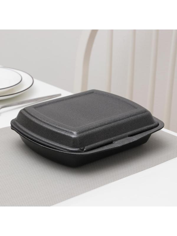 Ланч-бокс одноразовый, 24,7×20,6×7 см, 1 секция, цвет чёрный