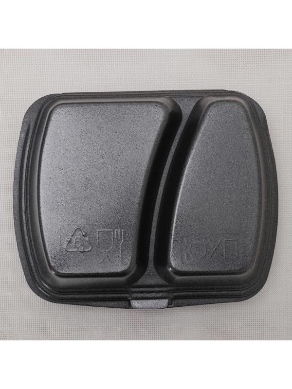 Ланч-бокс одноразовый, 24,7×20,6×7 см, 2-х секционный, цвет чёрный