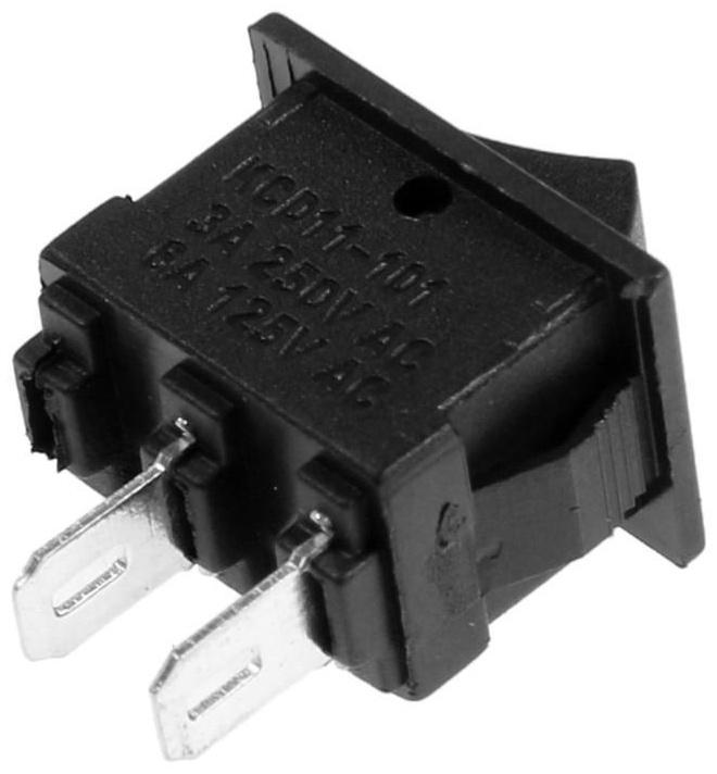 Клавишный выключатель, 250 В, 3 А, ON-OFF, 2c, черный