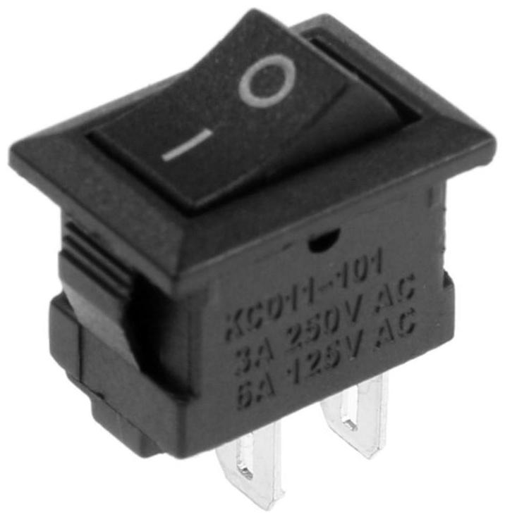 Клавишный выключатель, 250 В, 3 А, ON-OFF, 2c, черный
