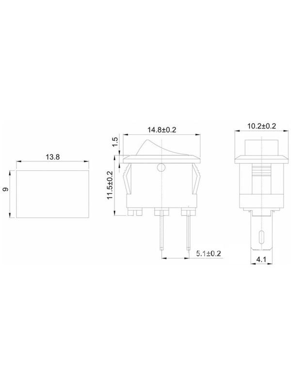 Клавишный выключатель, 250 В, 3 А, ON-OFF, 2c, черный