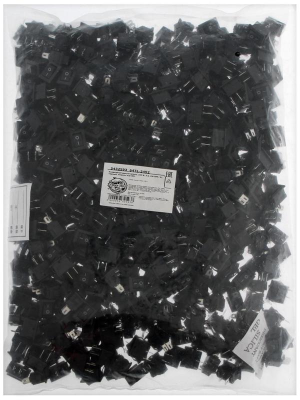 Клавишный выключатель, 250 В, 3 А, ON-OFF, 2c, черный