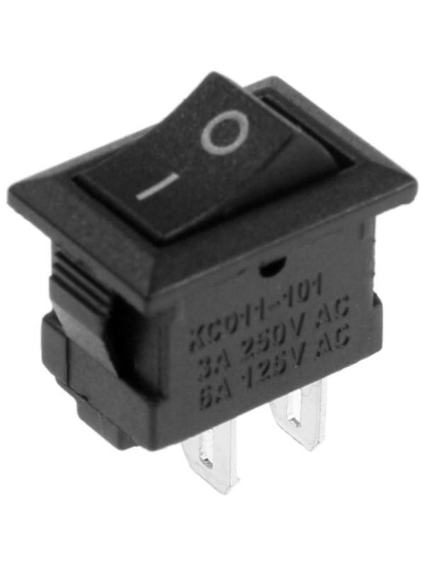 Клавишный выключатель, 250 В, 3 А, ON-OFF, 2c, черный