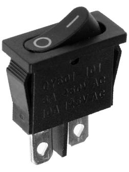 Клавишный выключатель, 250 В, 6 А, ON-OFF, 2c, черный