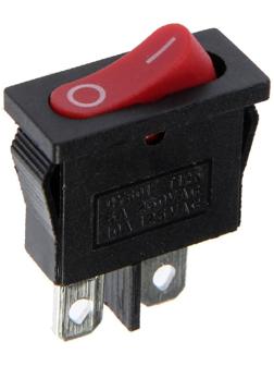 Клавишный выключатель, 250 В, 6 А, ON-OFF, 2c, красный