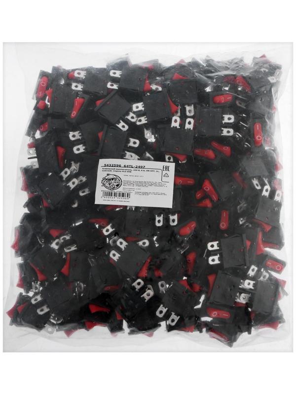 Клавишный выключатель, 250 В, 6 А, ON-OFF, 2c, красный