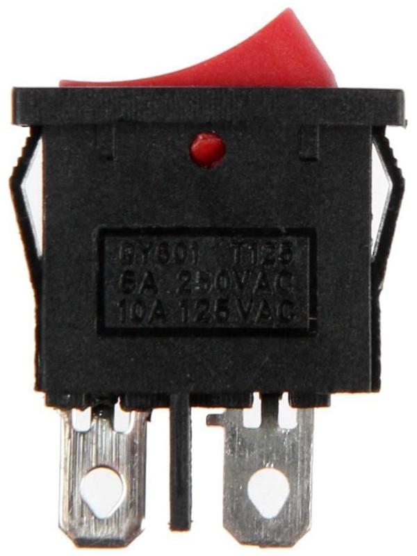 Клавишный выключатель, 250 В, 6 А, ON-OFF, 2c, красный