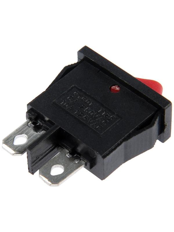 Клавишный выключатель, 250 В, 6 А, ON-OFF, 2c, красный