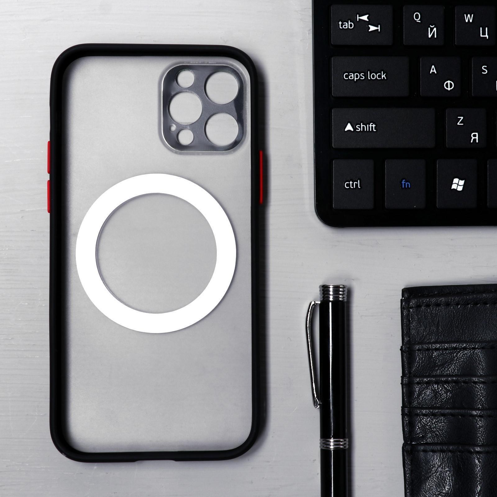 Чехол LuazON для iPhone 12 Pro, поддержка MagSafe, с окантовкой, пластиковый, черный