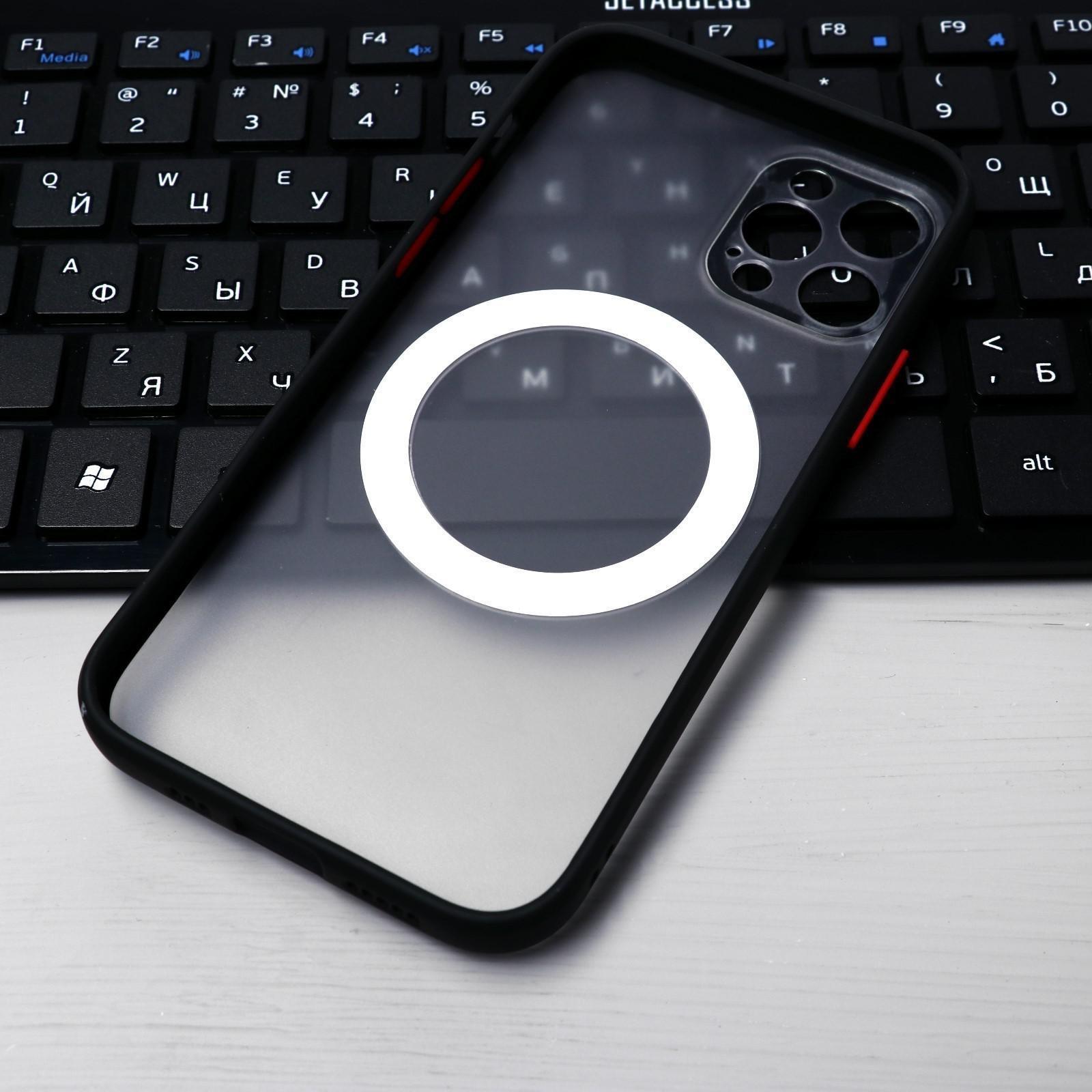 Чехол LuazON для iPhone 12 Pro, поддержка MagSafe, с окантовкой, пластиковый, черный