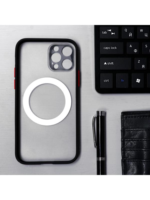 Чехол LuazON для iPhone 12 Pro, поддержка MagSafe, с окантовкой, пластиковый, черный
