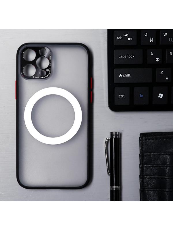 Чехол LuazON для iPhone 12 Pro, поддержка MagSafe, с окантовкой, пластиковый, черный