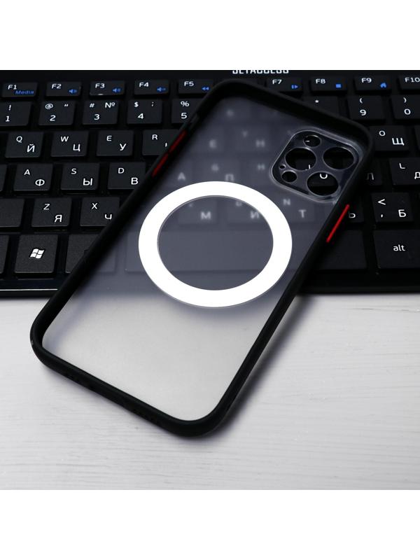 Чехол LuazON для iPhone 12 Pro, поддержка MagSafe, с окантовкой, пластиковый, черный