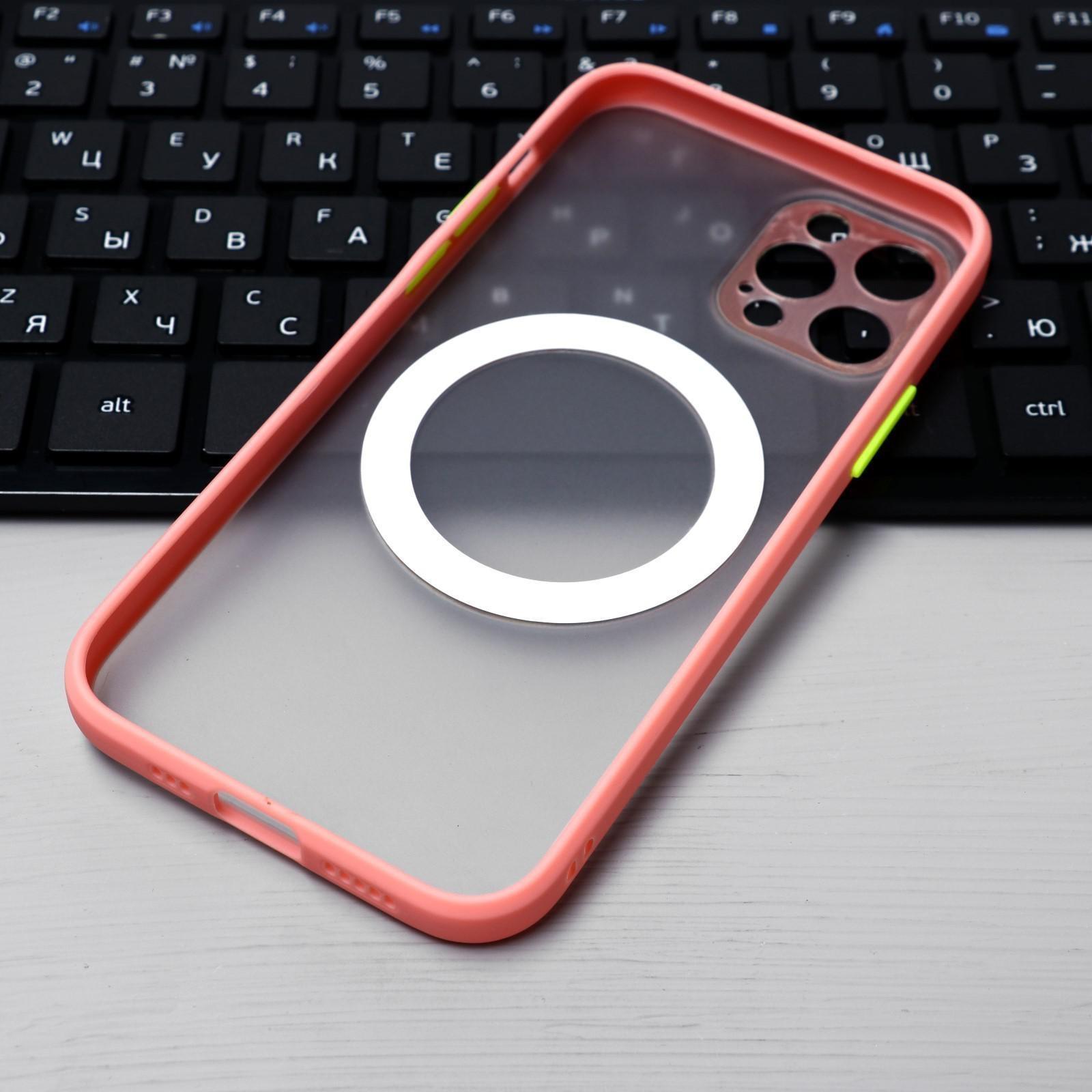 Чехол LuazON для iPhone 12 Pro, поддержка MagSafe, с окантовкой, пластиковый, розовый