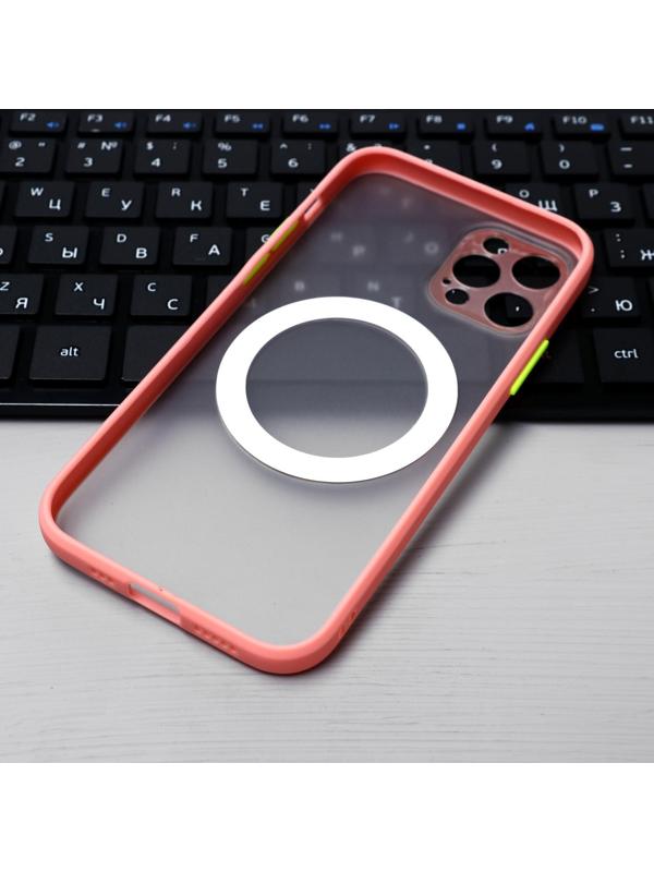 Чехол LuazON для iPhone 12 Pro, поддержка MagSafe, с окантовкой, пластиковый, розовый