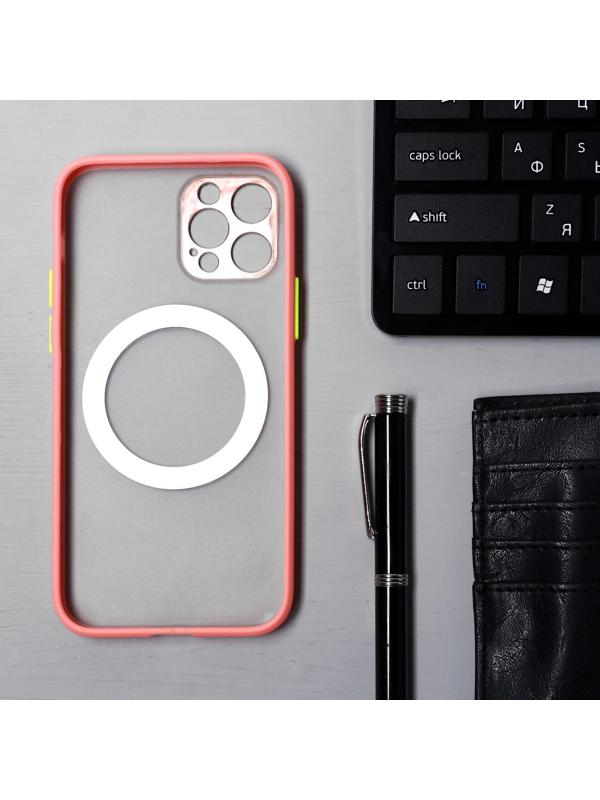 Чехол LuazON для iPhone 12 Pro, поддержка MagSafe, с окантовкой, пластиковый, розовый