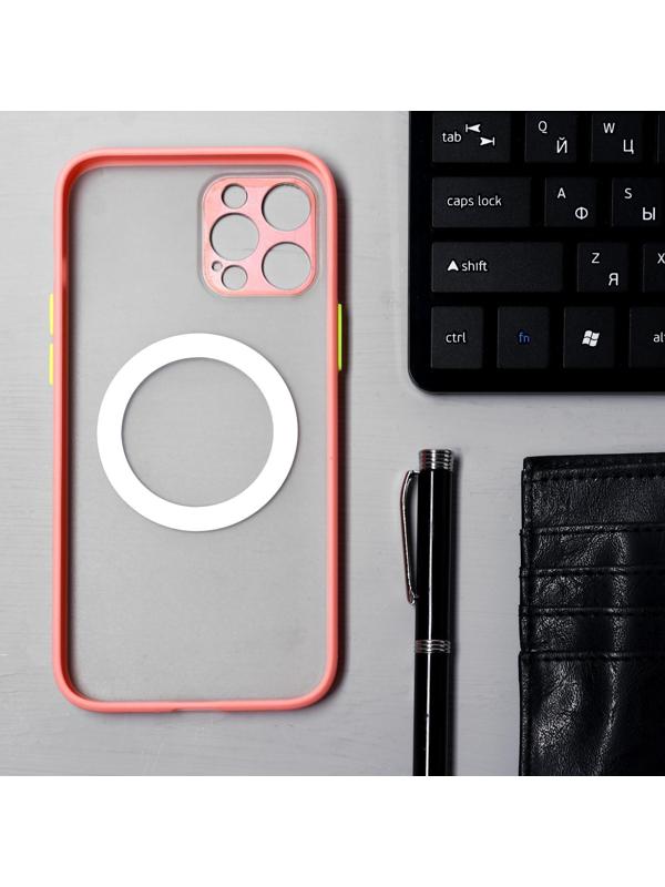Чехол LuazON для iPhone 12 Pro Max, поддержка MagSafe, с окантовкой, пластиковый, розовый