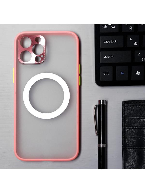Чехол LuazON для iPhone 12 Pro Max, поддержка MagSafe, с окантовкой, пластиковый, розовый