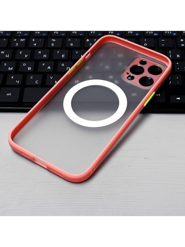 Чехол LuazON для iPhone 12 Pro Max, поддержка MagSafe, с окантовкой, пластиковый, розовый