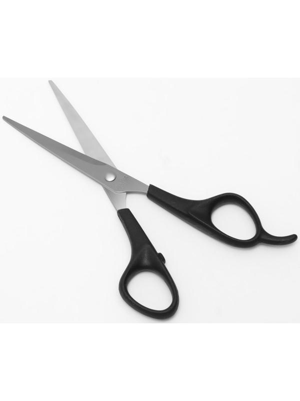 Ножницы парикмахерские с упором, лезвие — 6 см, цвет чёрный/серебряный