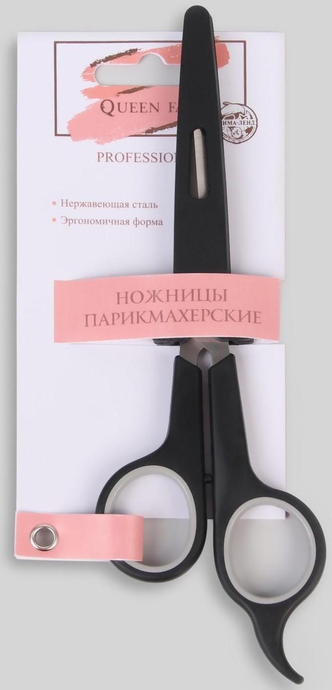 Ножницы парикмахерские с упором, в чехле, лезвие — 7 см, цвет чёрный/серебристый