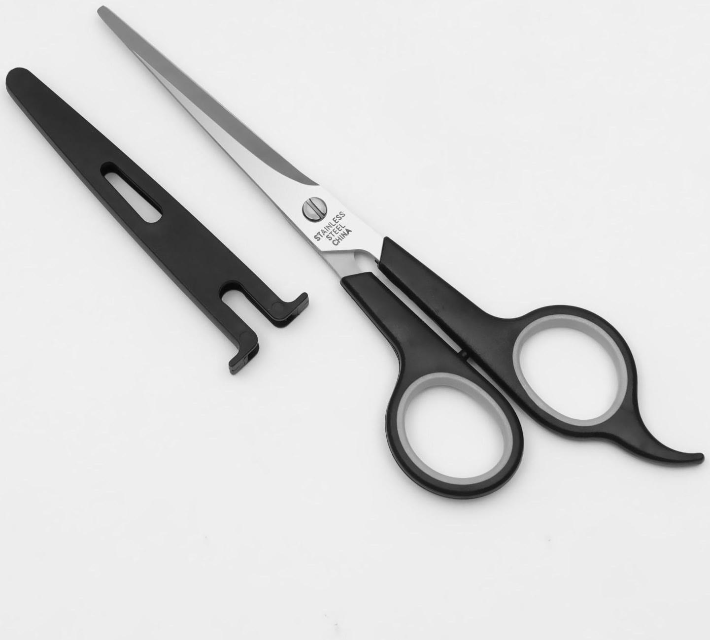 Ножницы парикмахерские с упором, в чехле, лезвие — 7 см, цвет чёрный/серебристый