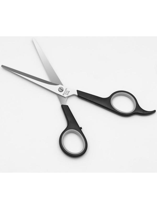 Ножницы парикмахерские с упором, в чехле, лезвие — 7 см, цвет чёрный/серебристый