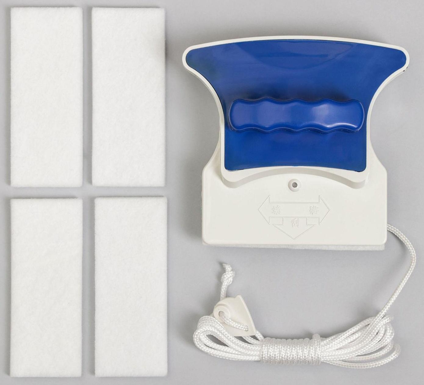 Магнитная щётка для мытья окон с двух сторон Доляна, на стекло 6-12 мм