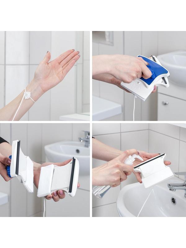 Магнитная щётка для мытья окон с двух сторон Доляна, на стекло 6-12 мм