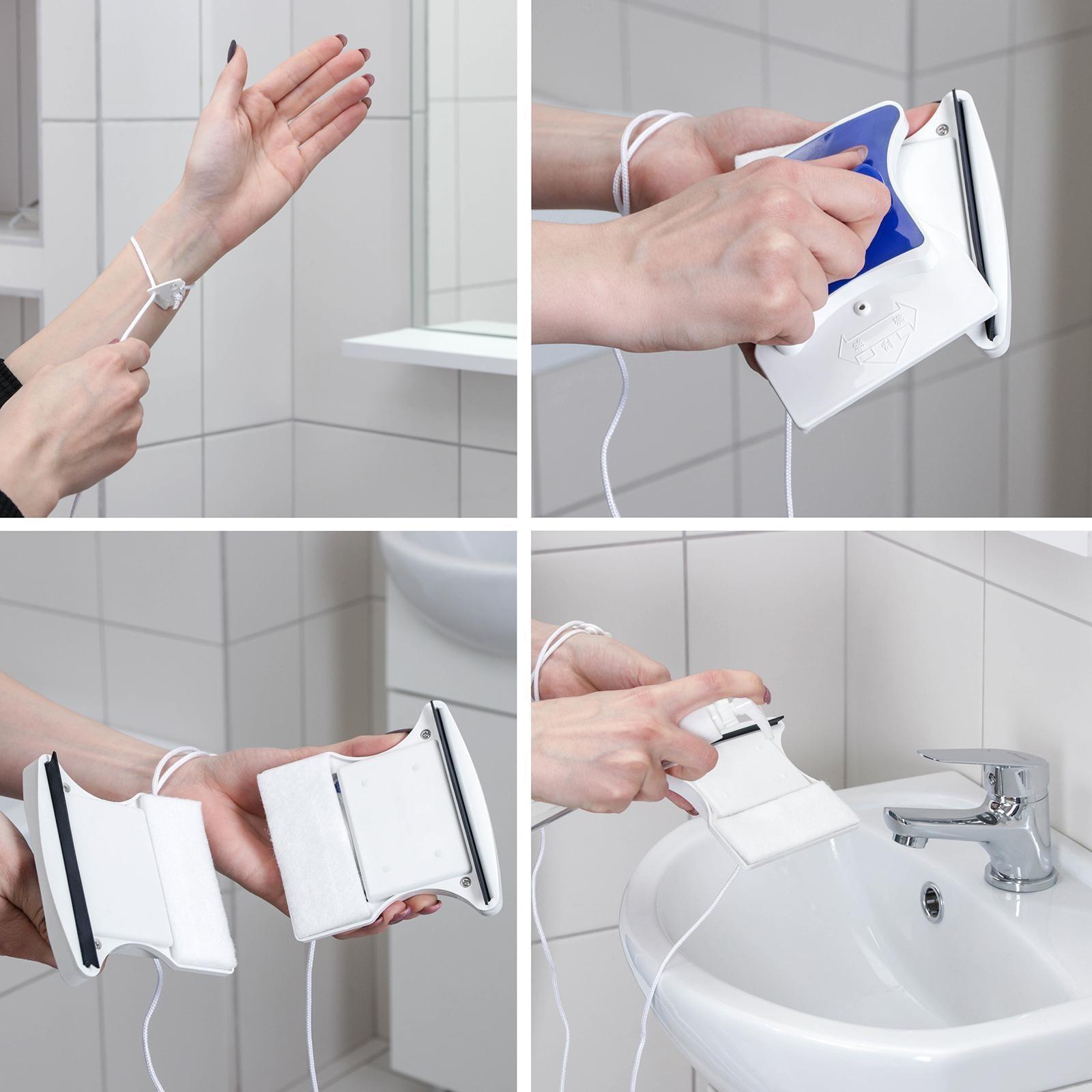 Магнитная щётка для мытья окон с двух сторон Доляна, с водосгоном, на стекло 8-16 мм