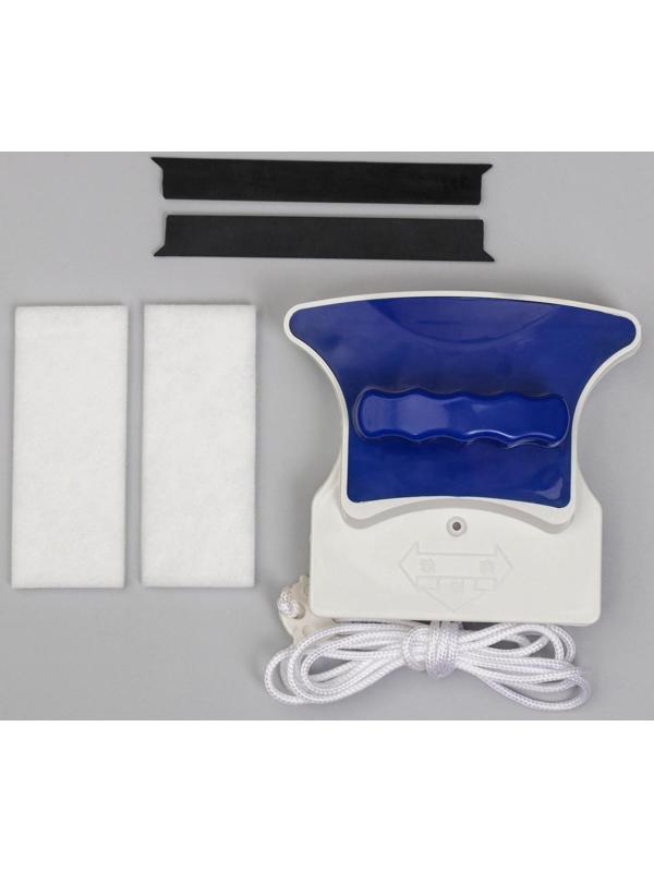 Магнитная щётка для мытья окон с двух сторон Доляна, с водосгоном, на стекло 8-16 мм