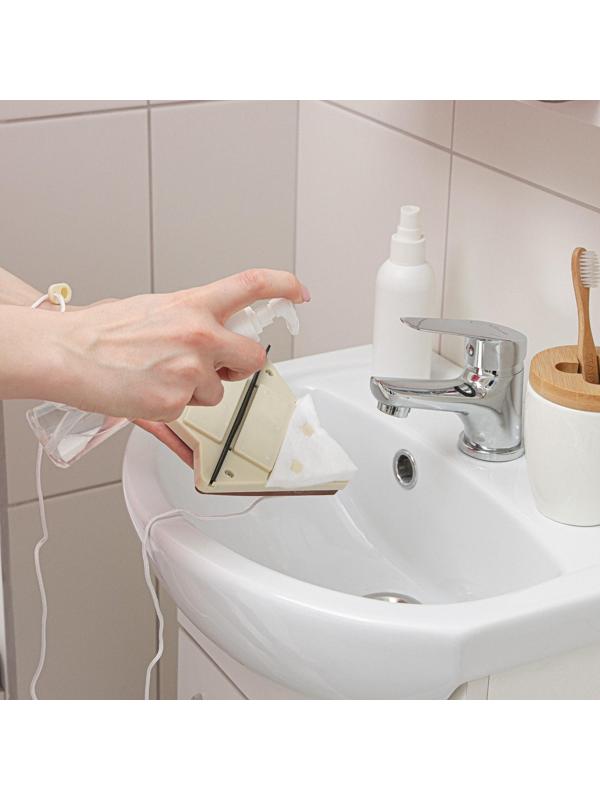 Магнитная щётка для мытья окон с двух сторон Доляна, с водосгоном, на стекло 15-26 мм