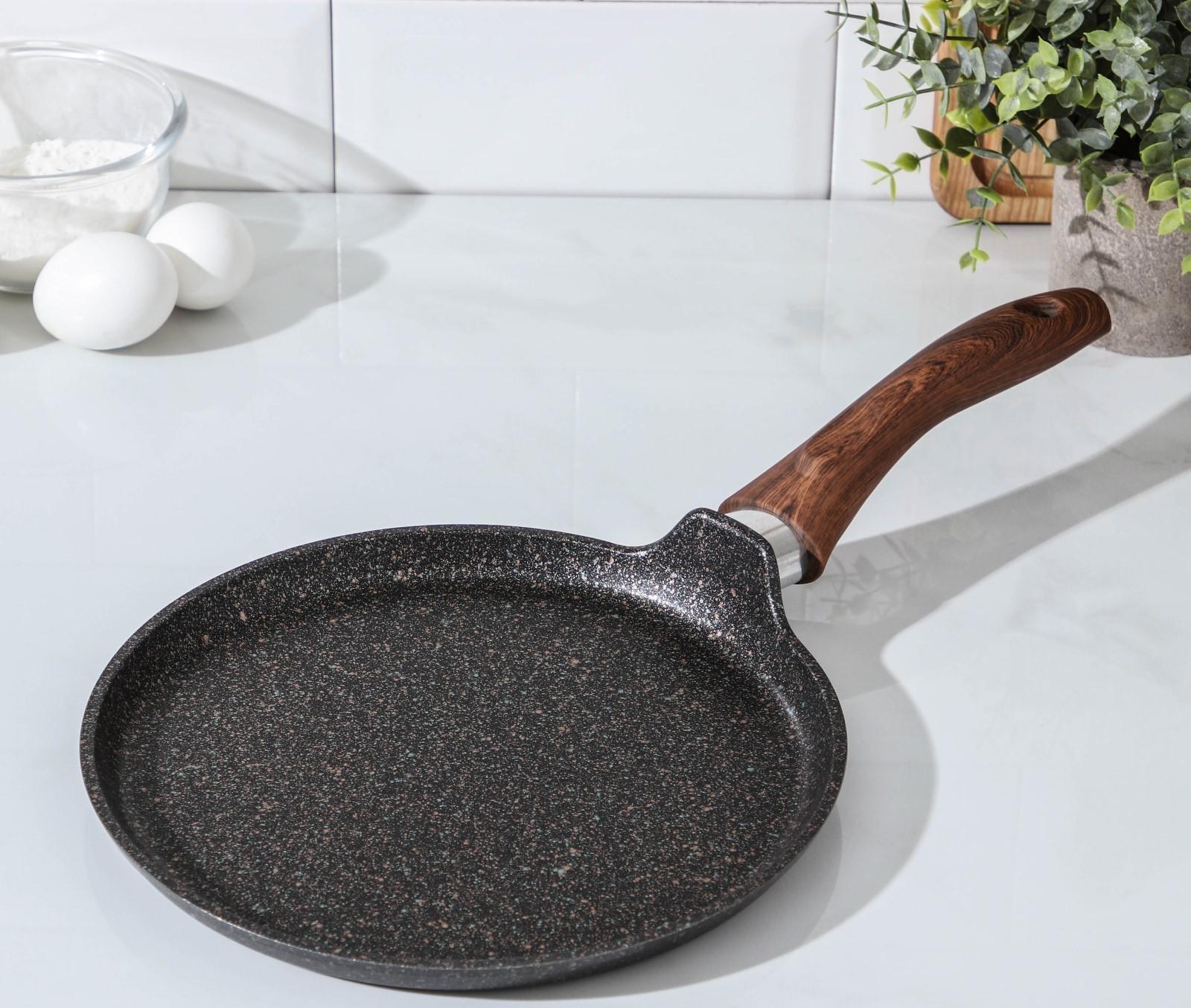Сковорода блинная Granit Ultra, d=24 см, пластиковая ручка, антипригарное покрытие, цвет чёрный