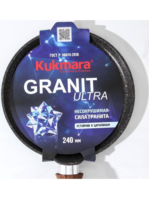 Сковорода блинная Granit Ultra, d=24 см, пластиковая ручка, антипригарное покрытие, цвет чёрный