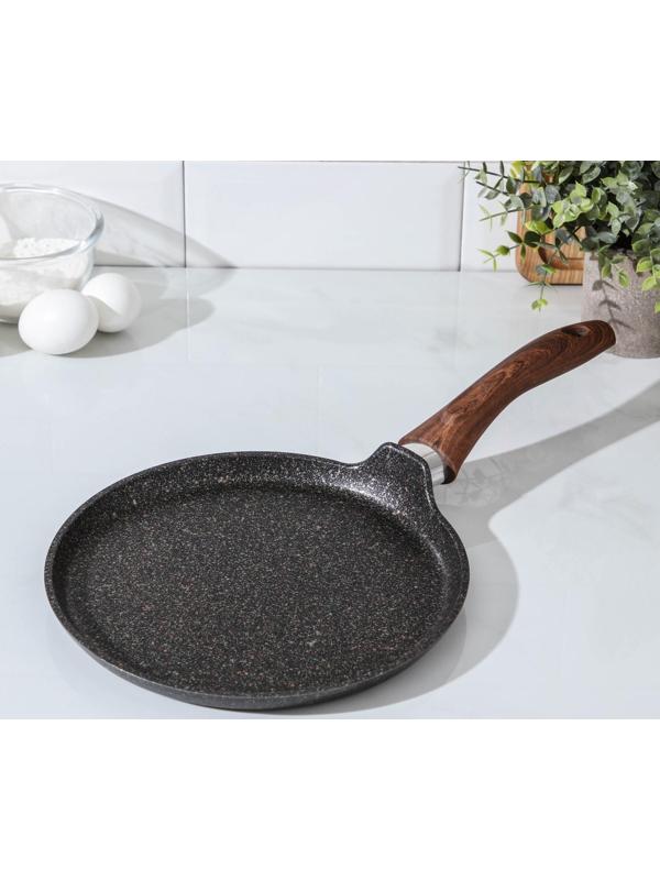 Сковорода блинная Granit Ultra, d=24 см, пластиковая ручка, антипригарное покрытие, цвет чёрный