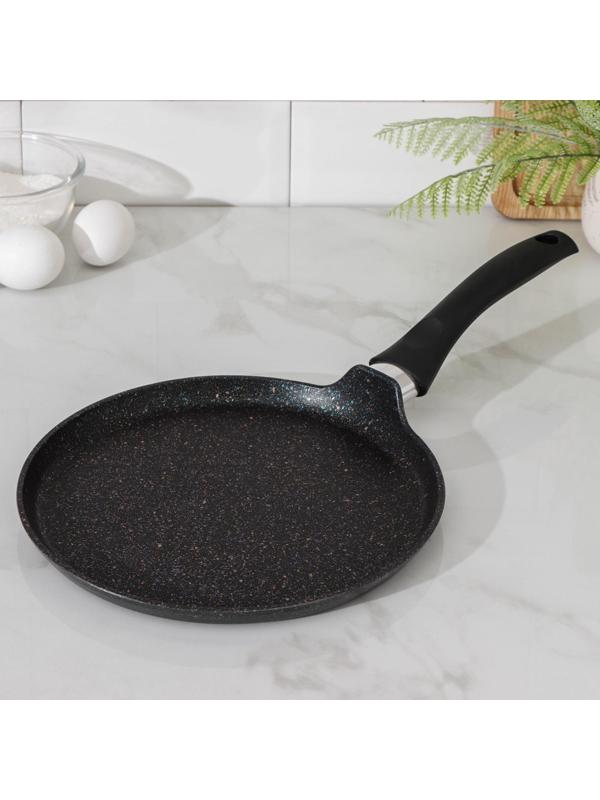 Сковорода блинная Granit Ultra, d=24 см, пластиковая ручка, антипригарное покрытие, цвет чёрный