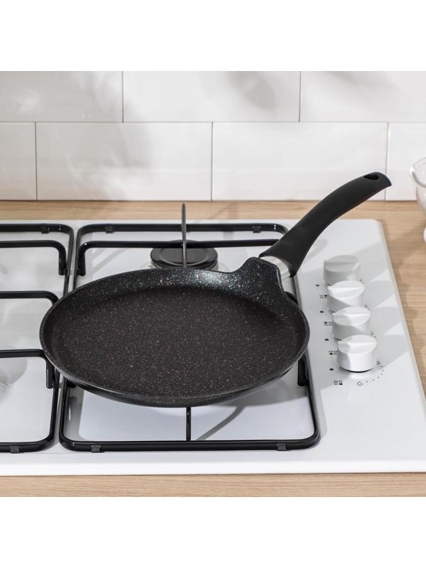 Сковорода блинная Granit Ultra, d=24 см, пластиковая ручка, антипригарное покрытие, цвет чёрный